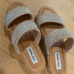 Steve Madden silver diamante wedge sandals  size 7.5